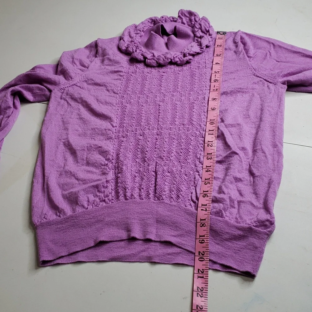 J Crew Knit 100% Merino Wool Mockneck Pointelle Stich Relaxed Sweater Layer